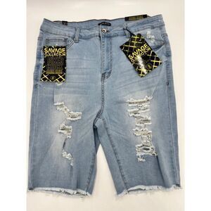 Brand New Elite Jeans Denim Distressed Light Wash Jeans Shorts For Women Size 15